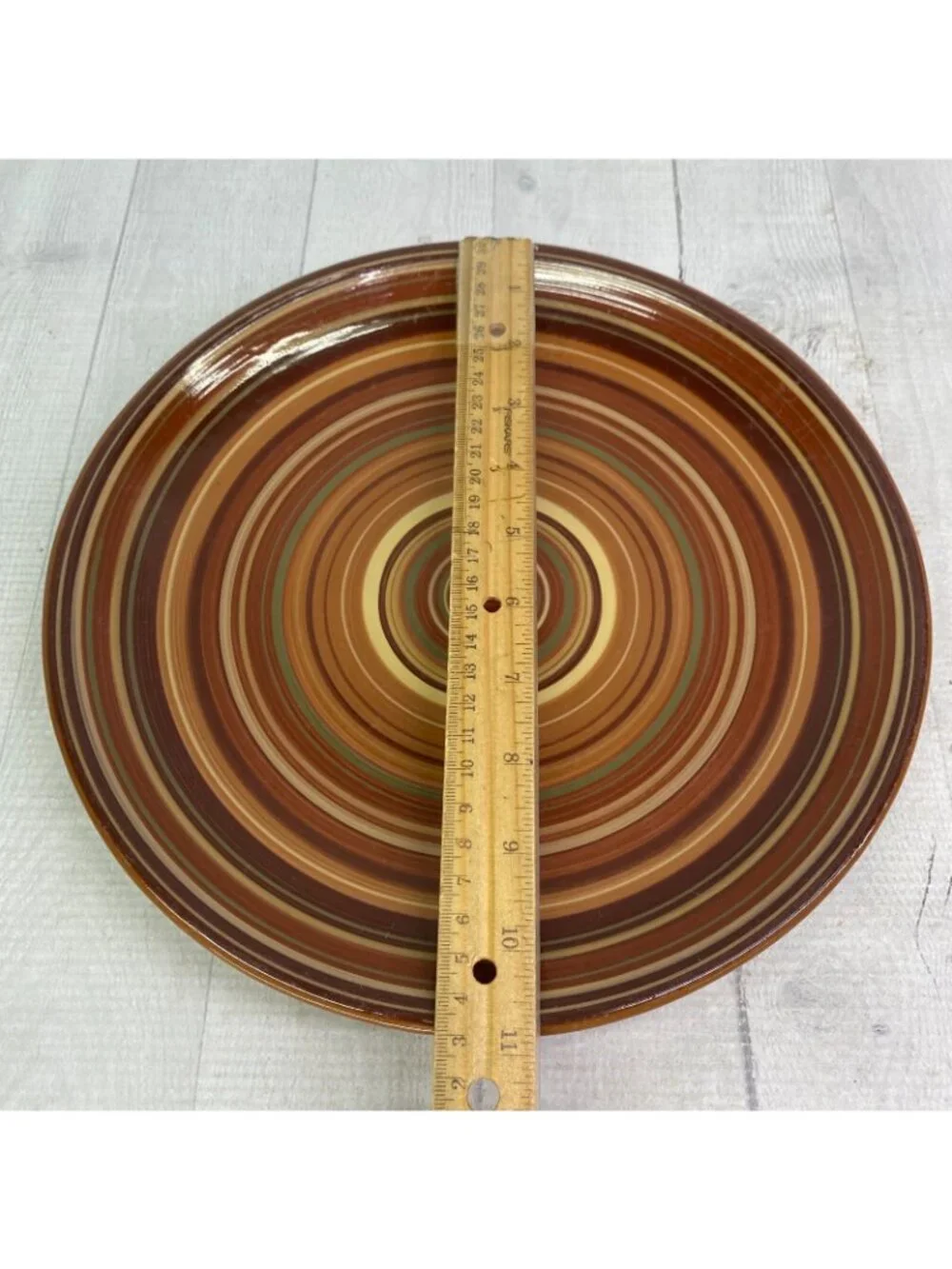 Raymond Waites Certified Intl RONDO Brown Rust Yellow Rings Dinner Plate Set 4